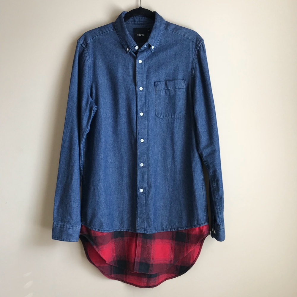 ASOS | chambray flannel long fit shirt